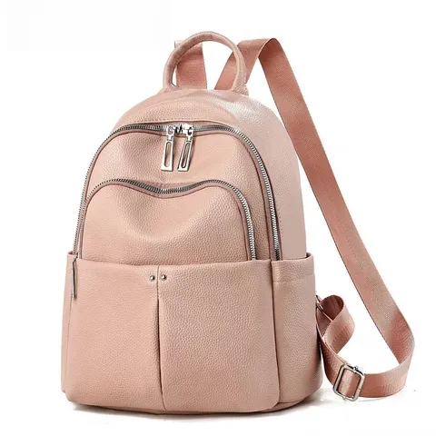 Sac à Dos en Cuir PU Mode pour Femmes Grande Capacité Sac d'École de Voyage Crème Rose Noir Khaki Gris Décontracté Ado