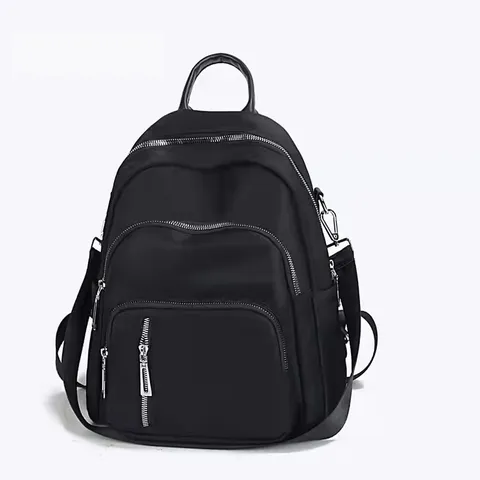 Sac à Dos Femme Mode Grande Capacité en Tissu Oxford Minimaliste Vintage Léger Décontracté Sac d'École de Voyage pour Adolescentes Filles Noir
