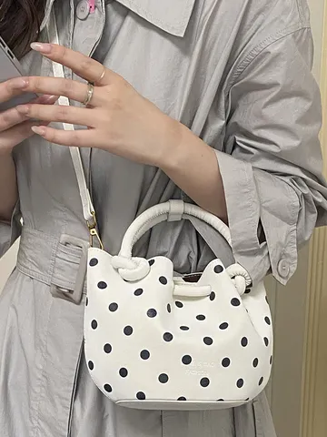 Γυναικείο Δέρμα PU Polka Dot Bucket Bag Retro Minimalist Single Shoulder Crossbody Bag Fashion Casual Handbag