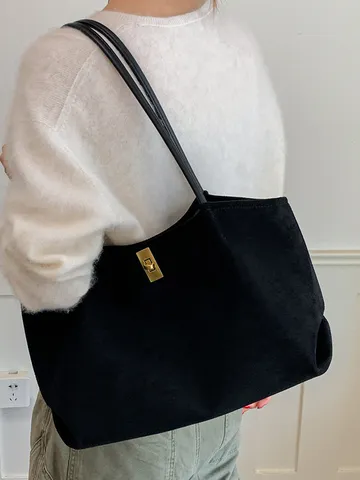 Bolso Tote de Ante para Mujer Gran Capacidad Bolso de Hombro Casual Retro Commuter Bolso con Asa Superior Con Subolsa