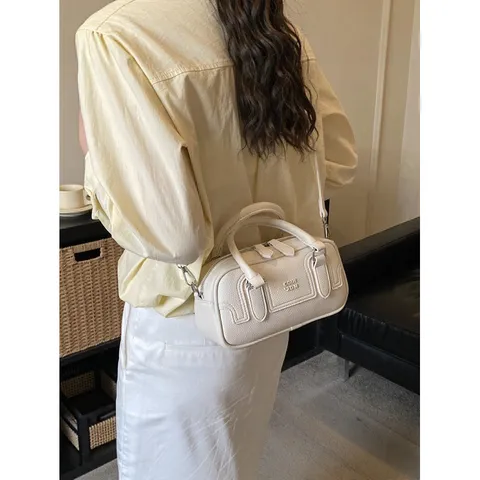Women Retro PU Leather Boston Handbag Small Square Crossbody Bag Korean Style Simple Daily Versatile Top Handle Bag With Adjustable Strap