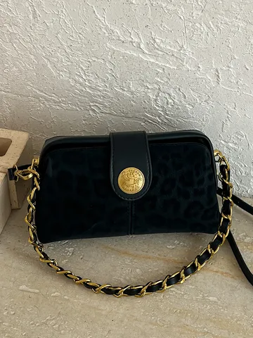 Retro Leopardenmuster PU Leder Umhängetasche Für Damen Mode Unterarm Schultertasche Mit Metallkette Und Kussverschluss Kleine Quadratische Tasche