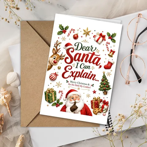 Weihnachtsgrusskarte Mit Umschlag Süsser Cartoon Weihnachtsmann Rentier Feiertag Segen Botschaft Für Weihnachtsgeschenk