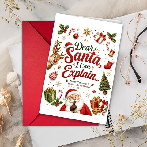 Weihnachtsgrusskarte Mit Umschlag Süsser Cartoon Weihnachtsmann Rentier Feiertag Segen Botschaft Für Weihnachtsgeschenk