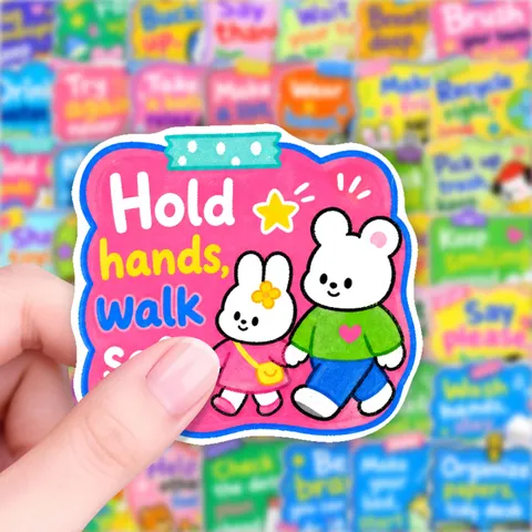 Leuke Cartoon Dier Engelse Korte Zinnen Decoratieve Stickers Waterdichte PVC Stickers Voor Dagboeken Notitieboeken