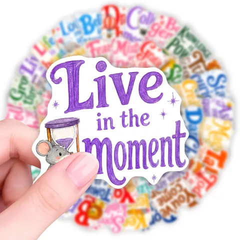 Inspirerende Citaten Cartoon Dieren Stickers Creatief Decoratief Notitieboekje Briefpapier Dagboek Waterdicht PVC Stickers