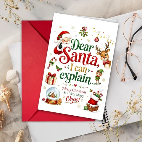 Biglietti di Auguri di Natale Creativi Buste Rosse Divertenti Biglietti di Benedizione dei Cartoni Animati per Regalo di Natale