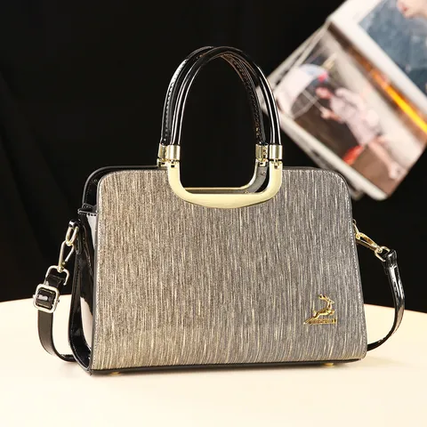Sac Bandoulière en Cuir PU Mode pour Femmes Grande Capacité Sac à Main Cabas Décontracté Couleur Unie Classique