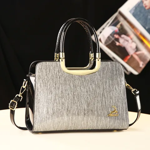 Sac Bandoulière en Cuir PU Mode pour Femmes Grande Capacité Sac à Main Cabas Décontracté Couleur Unie Classique