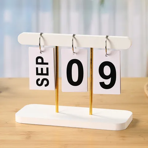 Nordischer Holz Flip Schreibtisch Kalender Ewiger Tischkalender Heim Büro Dekor Holz Desktop Display Ornament