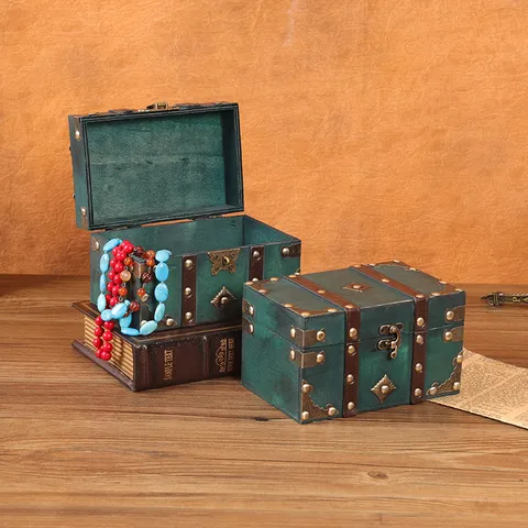 Vintage Holz Aufbewahrungsbox Piraten Schatzkiste Mit Schloss Retro Dekorativer Schmuck Organizer Box Heim Tischaufbewahrung