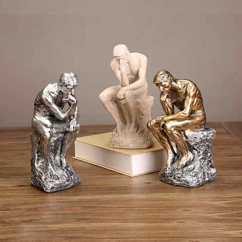 Europäische Retro Denker Statue Kunstharz Figuren Skulptur Kunst Handwerk Ornament Für Bücherregal TV Schrank Heim Büro Dekor