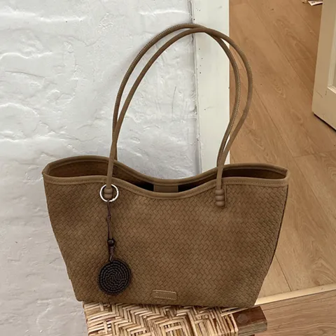 Γυναικεία Τσάντα Tote με Πλεκτό Μοτίβο Retro Δέρμα PU Μεγάλη Χωρητικότητα Τσάντα Ώμου Μινιμαλιστική Τσάντα Μασχάλης Χειροποίητη Πλεκτή Τσάντα Χειρός