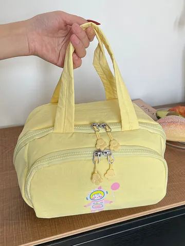 Damen Großes Kapazität Multi-Kompartiment Kosmetiktasche Süße Astronaut Druck Canvas Handtasche Reise Make-up Aufbewahrungstasche