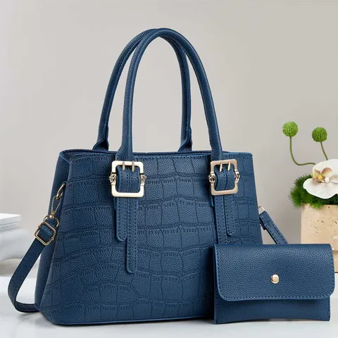 Damen Große Krokodilmuster PU-Leder Handtasche Casual Minimalistisch Schultertasche Crossbody Tasche Mit Geldbörse Set