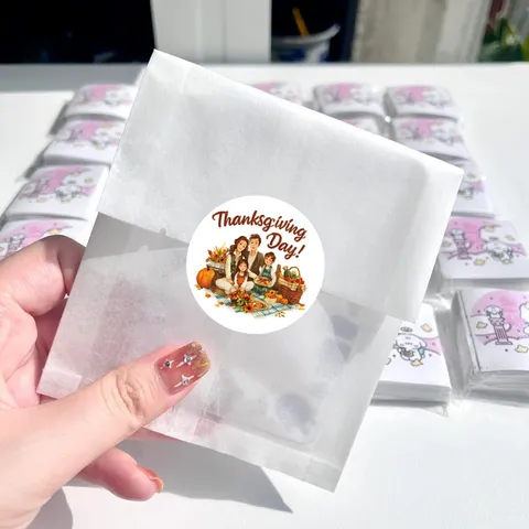 Thanksgiving Day Roll Stickers Festive Thank You Sealing Labels Gift Package Decorative Cartoon Adhesive Decal