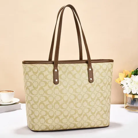 Femme Rétro Grand Sac Cabas Cuir PU Sac à Main Décontracté Sac Bandoulière Monogramme Classique Sac de Commuter