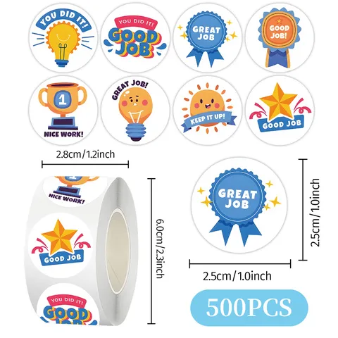 Adesivi in Rotolo Premio per Bambini Cartone Animato Simpatici Animali Stelle Slogan Adesivi Decorativi per Diario Studenti