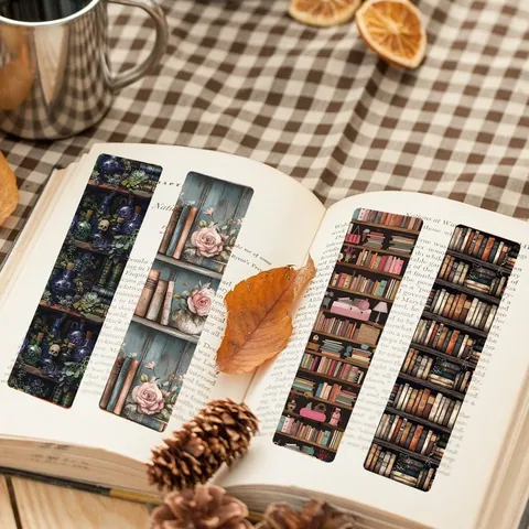 Vintage Bücherregal Lesezeichen Set Papier Dekorative Materialkarten Lesen Seitenmarkierungen Für Büro Schule Schreibwaren