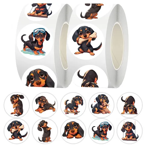 Αυτοκόλλητα Σε Ρολό Dachshund Αδιάβροχο Επίχριστο Χαρτί Χαριτωμένα Σκυλάκια Καρτούν για Φορητό Υπολογιστή Μπουκάλι Νερού