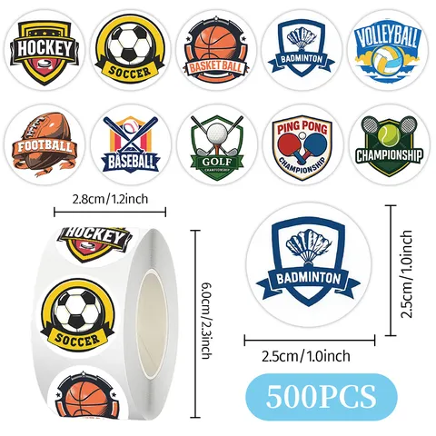 Sportball Logo Aufkleber Rolle Runde Dekorative Klebeaufkleber Für Tagebuch Scrapbooking Bastelbedarf