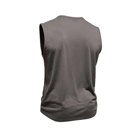 Men's Summer Sport Gym Tank Top Sleeveless Solid Color Henley Neck T-Shirt Cotton Breathable Athletic Vest Top