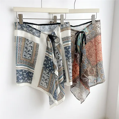 Dames Paisley Gelaagde Rok Verlenging Onregelmatige Zoom Rok Overlay Verstelbaar Trekkoord Heupbedekkende Midi Rok Voor Hoodie Basis