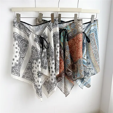 Dames Paisley Gelaagde Rok Verlenging Onregelmatige Zoom Rok Overlay Verstelbaar Trekkoord Heupbedekkende Midi Rok Voor Hoodie Basis