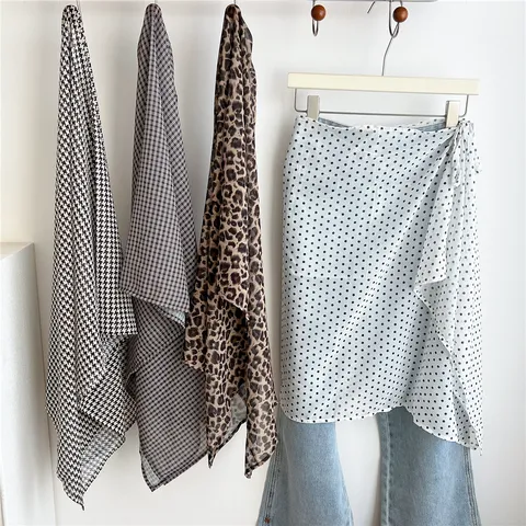 Dames Gelaagde Rok Valse Zoom Polka Dot Luipaardprint Chiffon Minirok Voor Truien Sweatshirts Verstelbare Trekkoord Taille Halve Rok