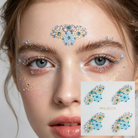 Musikfestival Gesichtssteine Strassaufkleber Selbstklebende Gesichtskristalle Körperjuwelen Gesicht Make-up Augenbrauen Aufkleber