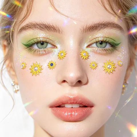 Sonne Gesicht Strass Aufkleber Festival Party Make-up Gesichtsschmuck Klebe Kristall Gesichtsaufkleber Für Frauen