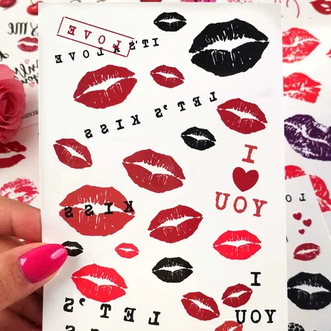Wasserdichte Temporäre Tattoo Aufkleber Rote Lippen Kuss Liebe Herz Kirsche Design Sexy Body Art Party Aufkleber
