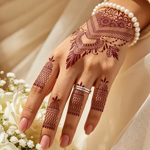 Braunes Rotes Henna Temporäres Tattoo Aufkleber Mehndi Braut Hand Exotische Hochzeit Wasserdicht Falsch Körperkunst Aufkleber