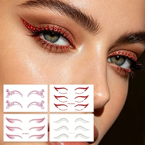 Festival Gesicht Strass und Perlen Aufkleber Körper Make-up Kristall Juwel Gesichtsaufkleber für Party Musik Festival Damen