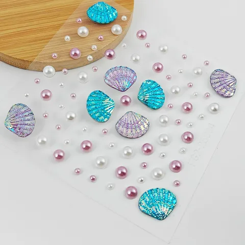 Pegatinas Decorativas Faciales Perla Concha Océano Maquillaje Festival de Música Estrás Joyas Faciales