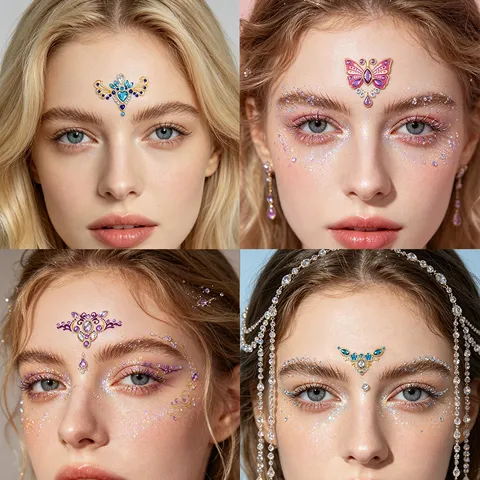 Musikfestival Gesichtssteine Strassaufkleber Selbstklebende Gesichtskristalle Körperjuwelen Gesicht Make-up Augenbrauen Aufkleber