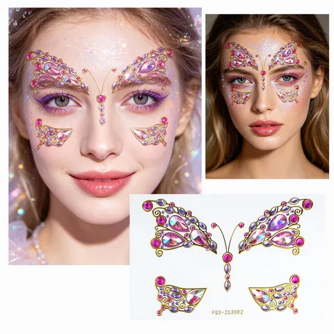 Butterfly Face Rhinestone Stickers Crystal Body Gems Face Jewels For Music Festival Party Stage Makeup Decor