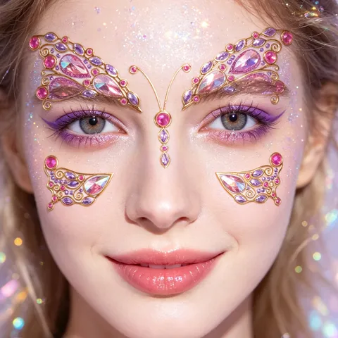 Butterfly Face Rhinestone Stickers Crystal Body Gems Face Jewels For Music Festival Party Stage Makeup Decor