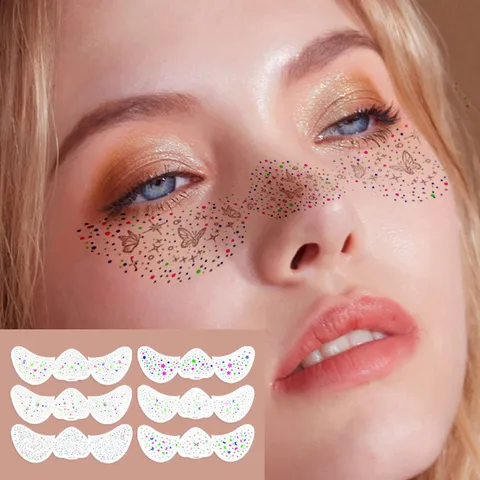 Schmetterling Stern Bunte Sommersprossen Gesicht Tattoo Aufkleber Wasserdichte Temporäre Körperkunst Abziehbilder Für Party Bühne Festival Make-up