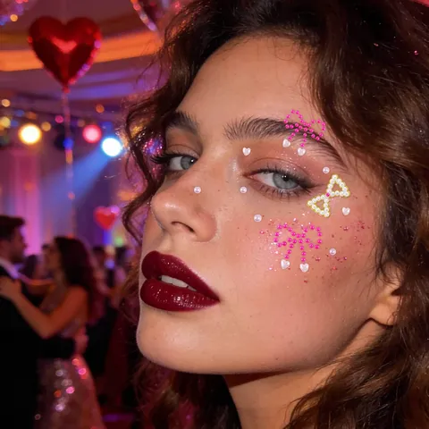 Crystal Face Gems Rhinestone Sticker Pearl Bow Makeup Face Jewels Festival Party Stage Performance Decorative
