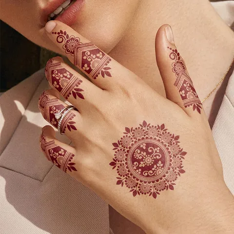 Henna Stil Braune Schmetterling Spitze Temporäre Tattoo Aufkleber Wasserdichte Körperkunst Aufkleber Für Party Damen