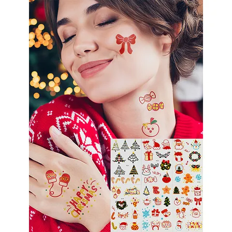 Weihnachten Cartoon Wasserdichte Temporäre Tattoo Aufkleber Kinder Party Gesicht Körper Make-up Aufkleber Schneemann