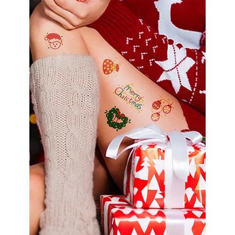Weihnachten Cartoon Wasserdichte Temporäre Tattoo Aufkleber Kinder Party Gesicht Körper Make-up Aufkleber Schneemann