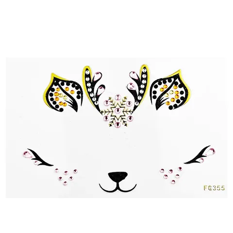 Weihnachten Hirsch Gesicht Edelsteine Strass Aufkleber Festival Party Bühnen-Make-up Gesichtsschmuck Kristall Augenbrauen Körper Kunst Aufkleber