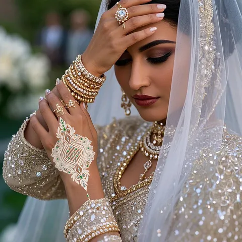 Weißes Henna Temporäres Tattoo Aufkleber Indischer Stil Braut Hochzeit Hand Körper Strass Aufkleber Party Bühne Körperkunst