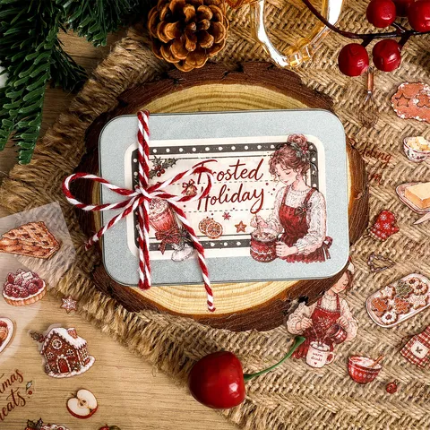 Christmas Fairy Tale Series PET Stickers Vintage Scrapbooking Materials Waterproof Journaling Decor Stickers DIY Festive Stationery Labels