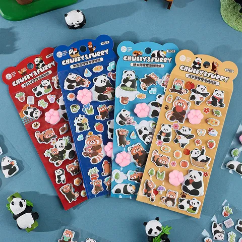 Cartoon Großer Panda Und Roter Panda Schaumstoffsticker Süße Kinder Handkonto DIY Dekorative Aufkleber Set