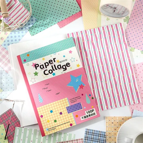 Koreanischer Stil Polka Dot Karo DIY Handbuch Material Papier Set Dekoratives Spezialpapier Für Tagebuch Und Basteln