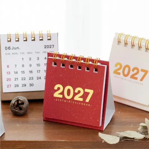 2027 Mini Tischkalender Vintage Retro Kleiner Desktop Kalender Tägliche Planer Zeitplan Organizer Büro Schulbedarf