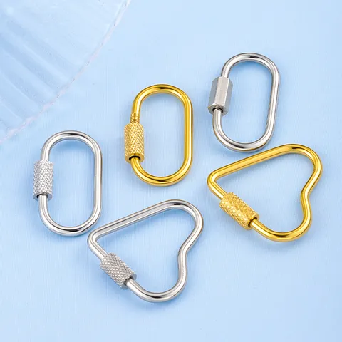 Stainless Steel Geometric Screw Clasp Heart Oval Function Clasp Connector For DIY Bracelet Necklace Bag Accessories Jewelry Findings